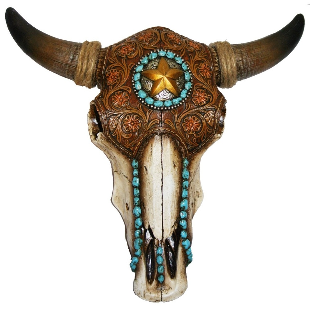 Faux (Polyresin) Leather Tooled Skull